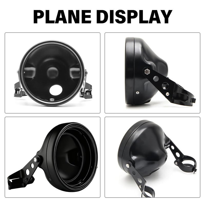 SKTYANTS Motorcycle Universal 7" Headlight Housing Shell Lamp Bracket Bottom Mount Bucket Fits Compatible with Honda CB400 Hornet Suzuki Kawasaki Yamaha Cafe Racer - Image 2